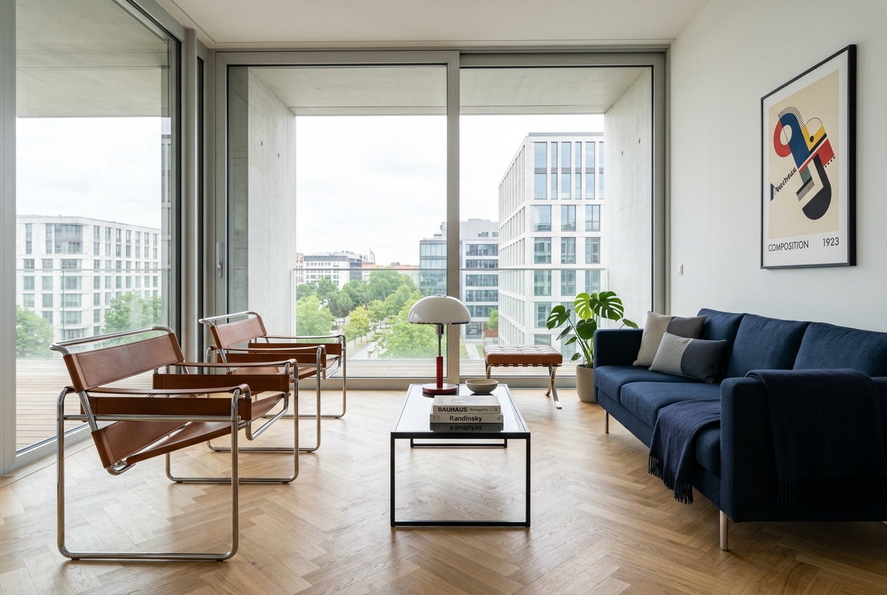 Bauhaus Aesthetic Archetype - Staged Living Room